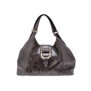 Gucci Python Handbag Grey Leather